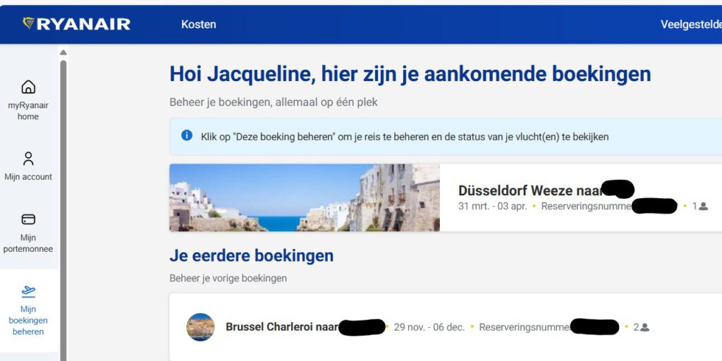 boekingsbevestiging Ryanair